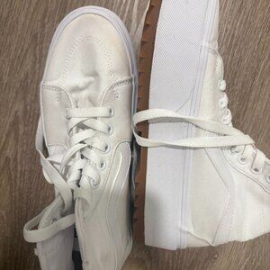 VANS Sk8-Hi Stacked Sneakers White Canvas Women Size Platform Shoes